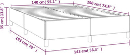 vidaXL - Bedframe - kunstleer - wit - 140x190 - cm