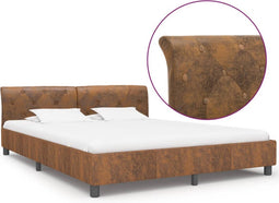 vidaXL - Bedframe - kunstsuède - bruin - 160x200 - cm