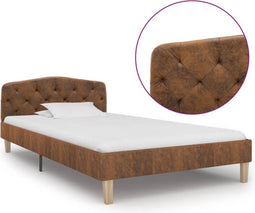 vidaXL - Bedframe - kunstsuède - bruin - 90x200 - cm