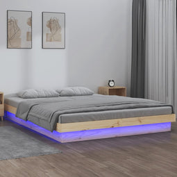 vidaXL - Bedframe - LED - massief - hout - 120x200 - cm