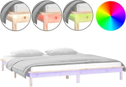 vidaXL - Bedframe - LED - massief - hout - 140x190 - cm