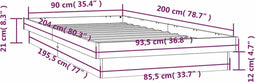 vidaXL - Bedframe - LED - massief - hout - 90x200 - cm