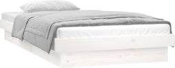 vidaXL - Bedframe - LED - massief - hout - wit - 100x200 - cm