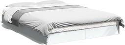 vidaXL - Bedframe - LED - massief - hout - wit - 140x190 - cm