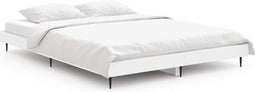 vidaXL - Bedframe - LED - massief - hout - wit - 140x190 - cm