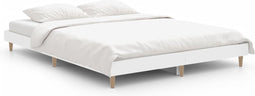 vidaXL - Bedframe - LED - massief - hout - wit - 140x190 - cm