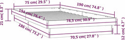 vidaXL - Bedframe - LED - massief - hout - wit - 75x190 - cm