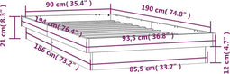vidaXL - Bedframe - LED - massief - hout - wit - 90x190 - cm