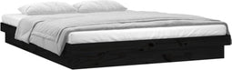 vidaXL - Bedframe - LED - massief - hout - zwart - 150x200 - cm