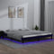 vidaXL - Bedframe - LED - massief - hout - zwart - 200x200 - cm