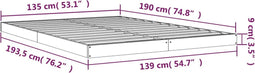 vidaXL - Bedframe - massief - grenenhout - 135x190 - cm
