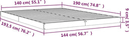 vidaXL - Bedframe - massief - grenenhout - 140x190 - cm