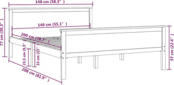 vidaXL - Bedframe - massief - grenenhout - 140x200 - cm