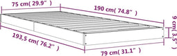 vidaXL - Bedframe - massief - grenenhout - 75x190 - cm