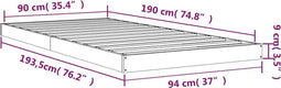 vidaXL - Bedframe - massief - grenenhout - 90x190 - cm
