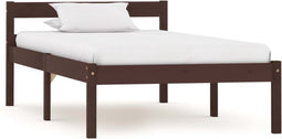 vidaXL - Bedframe - massief - grenenhout - donkerbruin - 100x200 - cm