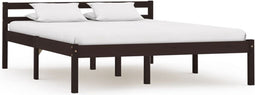 vidaXL - Bedframe - massief - grenenhout - donkerbruin - 120x200 - cm