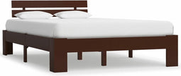 vidaXL - Bedframe - massief - grenenhout - donkerbruin - 140x200 - cm