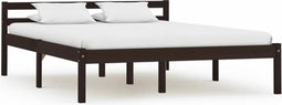 vidaXL - Bedframe - massief - grenenhout - donkerbruin - 140x200 - cm