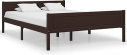 vidaXL - Bedframe - massief - grenenhout - donkerbruin - 160x200 - cm