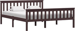 vidaXL - Bedframe - massief - grenenhout - donkerbruin - 160x200 - cm