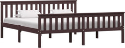 vidaXL - Bedframe - massief - grenenhout - donkerbruin - 180x200 - cm