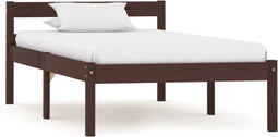 vidaXL - Bedframe - massief - grenenhout - donkerbruin - 90x200 - cm