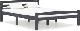 vidaXL - Bedframe - massief - grenenhout - donkergrijs - 140x200 - cm