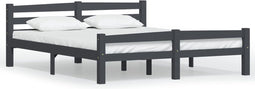 vidaXL - Bedframe - massief - grenenhout - donkergrijs - 160x200 - cm
