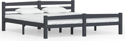 vidaXL - Bedframe - massief - grenenhout - donkergrijs - 180x200 - cm