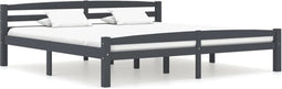 vidaXL - Bedframe - massief - grenenhout - donkergrijs - 200x200 - cm