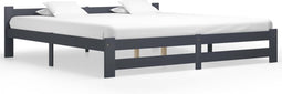 vidaXL - Bedframe - massief - grenenhout - donkergrijs - 200x200 - cm