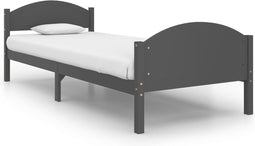 vidaXL - Bedframe - massief - grenenhout - donkergrijs - 90x200 - cm
