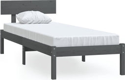 vidaXL - Bedframe - massief - grenenhout - grijs - 100x200 - cm