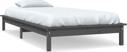 vidaXL - Bedframe - massief - grenenhout - grijs - 100x200 - cm