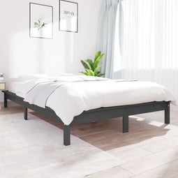 vidaXL - Bedframe - massief - grenenhout - grijs - 120x190 - cm
