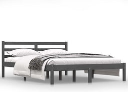 vidaXL - Bedframe - massief - grenenhout - grijs - 140x190 - cm