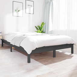 vidaXL - Bedframe - massief - grenenhout - grijs - 140x190 - cm