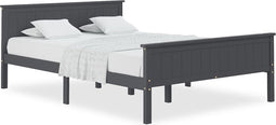 vidaXL - Bedframe - massief - grenenhout - grijs - 140x200 - cm