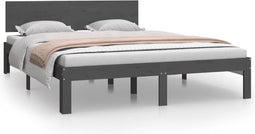 vidaXL - Bedframe - massief - grenenhout - grijs - 140x200 - cm