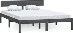 vidaXL - Bedframe - massief - grenenhout - grijs - 140x200 - cm