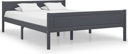 vidaXL - Bedframe - massief - grenenhout - grijs - 140x200 - cm