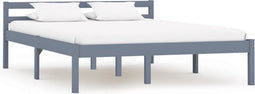 vidaXL - Bedframe - massief - grenenhout - grijs - 140x200 - cm
