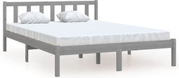 vidaXL - Bedframe - massief - grenenhout - grijs - 150x200 - cm