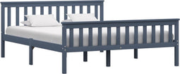 vidaXL - Bedframe - massief - grenenhout - grijs - 160x200 - cm