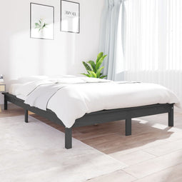 vidaXL - Bedframe - massief - grenenhout - grijs - 200x200 - cm