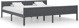 vidaXL - Bedframe - massief - grenenhout - grijs - 200x200 - cm