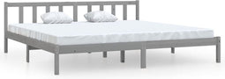 vidaXL - Bedframe - massief - grenenhout - grijs - 200x200 - cm