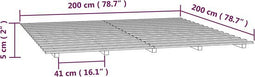 vidaXL - Bedframe - massief - grenenhout - grijs - 200x200 - cm