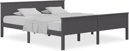 vidaXL - Bedframe - massief - grenenhout - grijs - 200x200 - cm